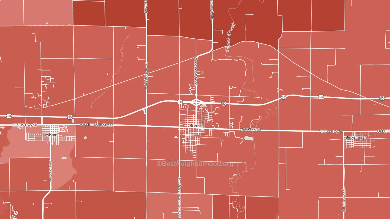 Breese, IL block-group political-lean map