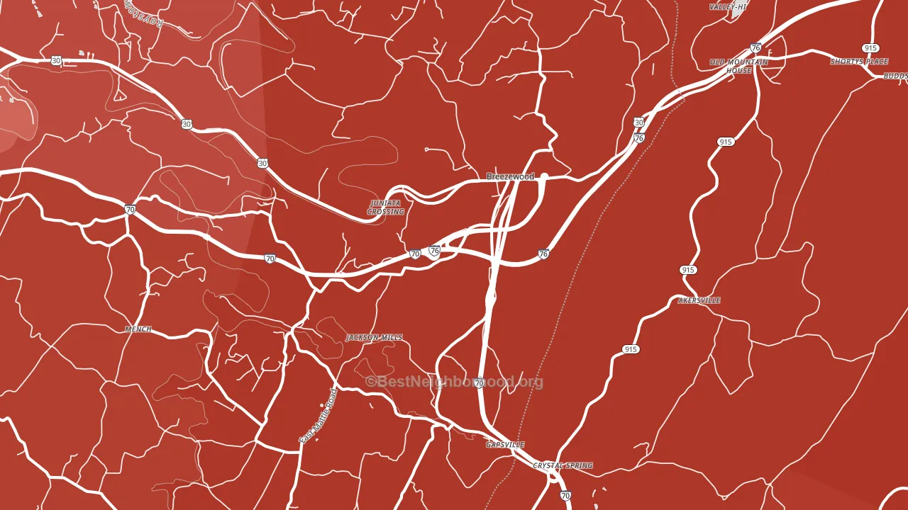 Breezewood, PA block-group political-lean map