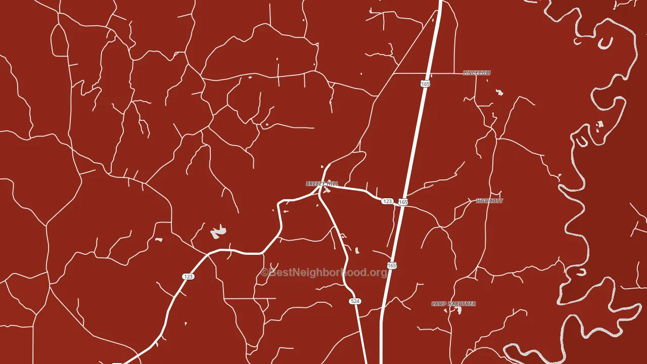 Breezy Hill, LA block-group political-lean map