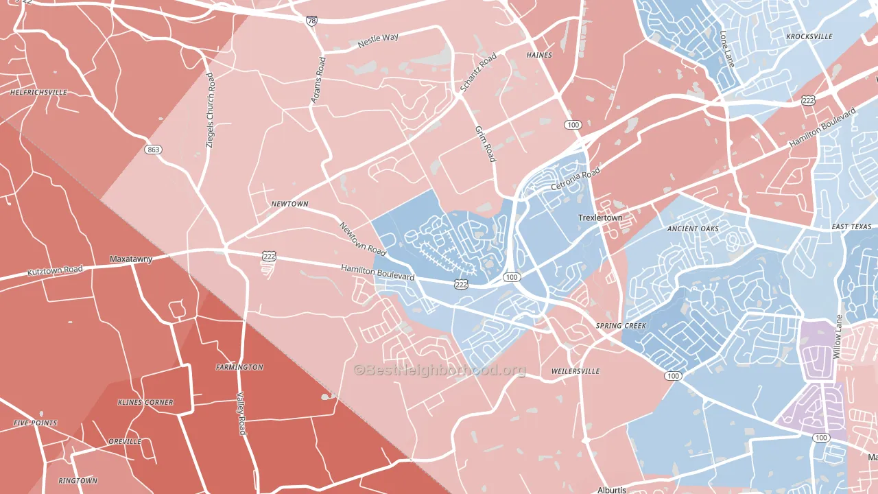 Breinigsville, PA block-group political-lean map