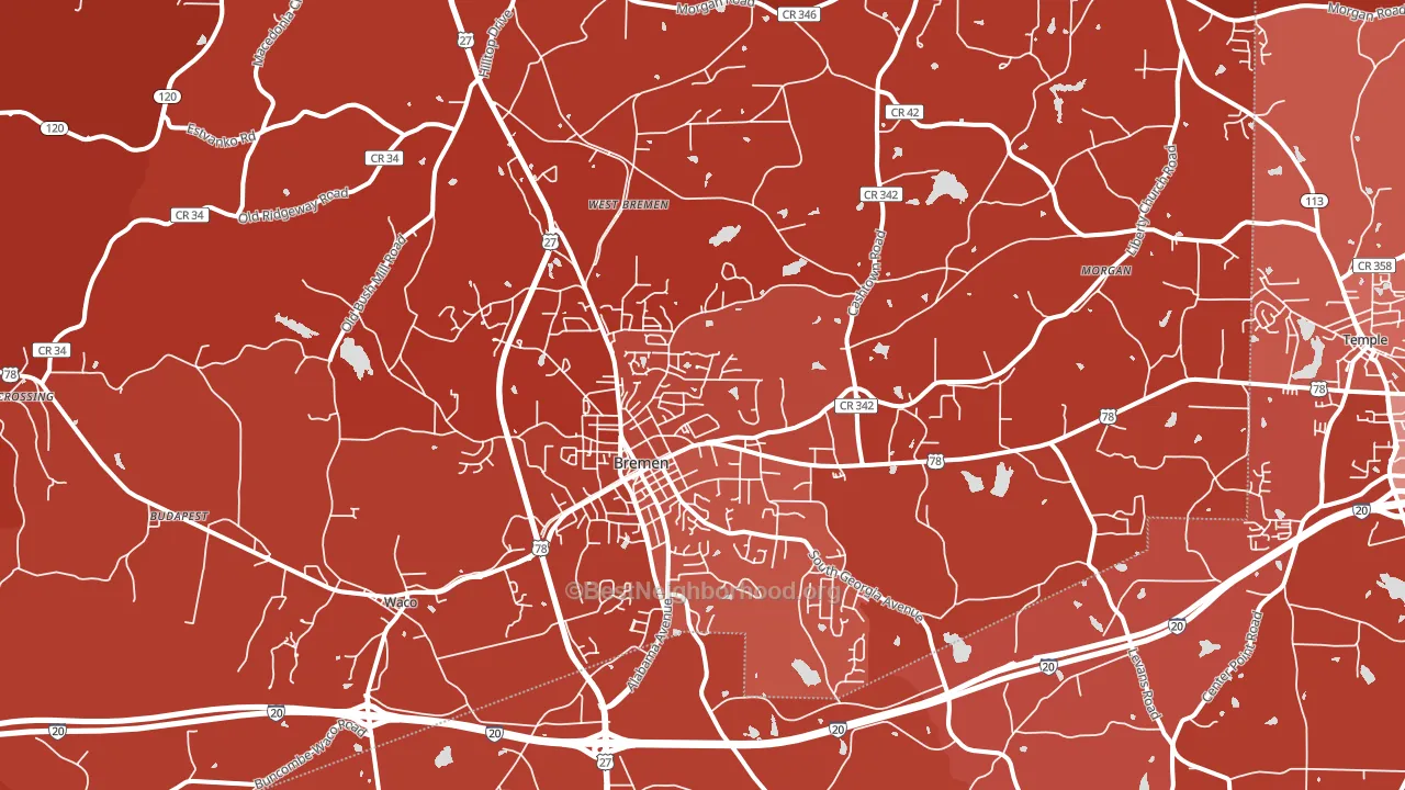 Bremen, GA block-group political-lean map