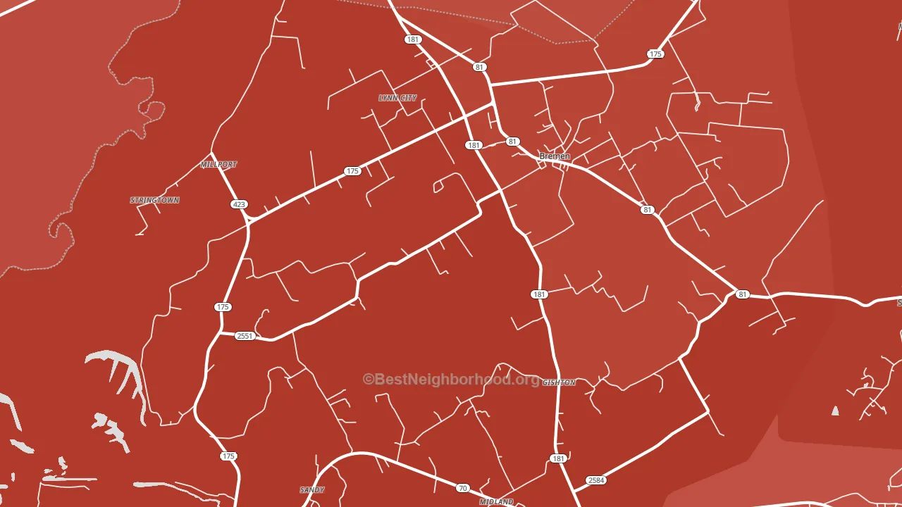 Bremen, KY block-group political-lean map
