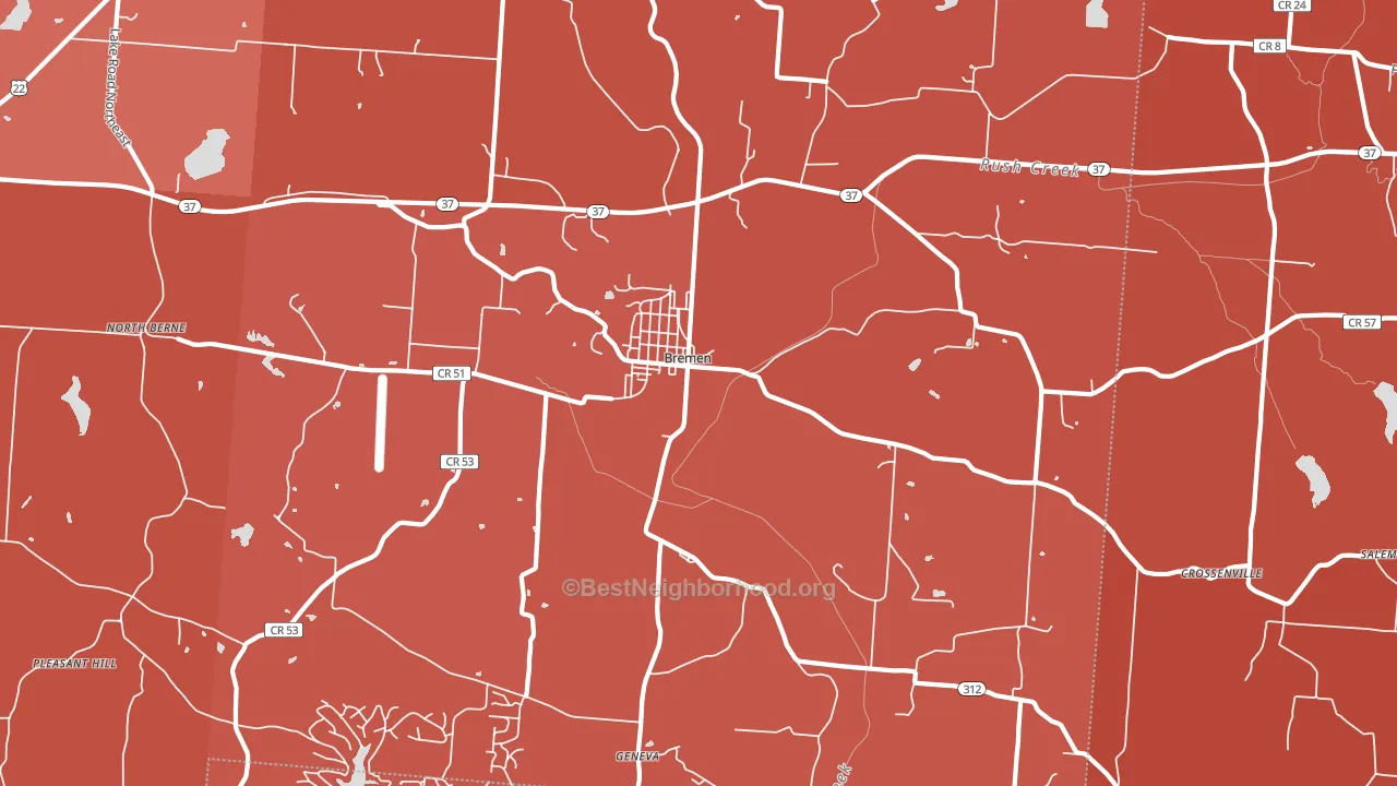 Bremen, OH block-group political-lean map