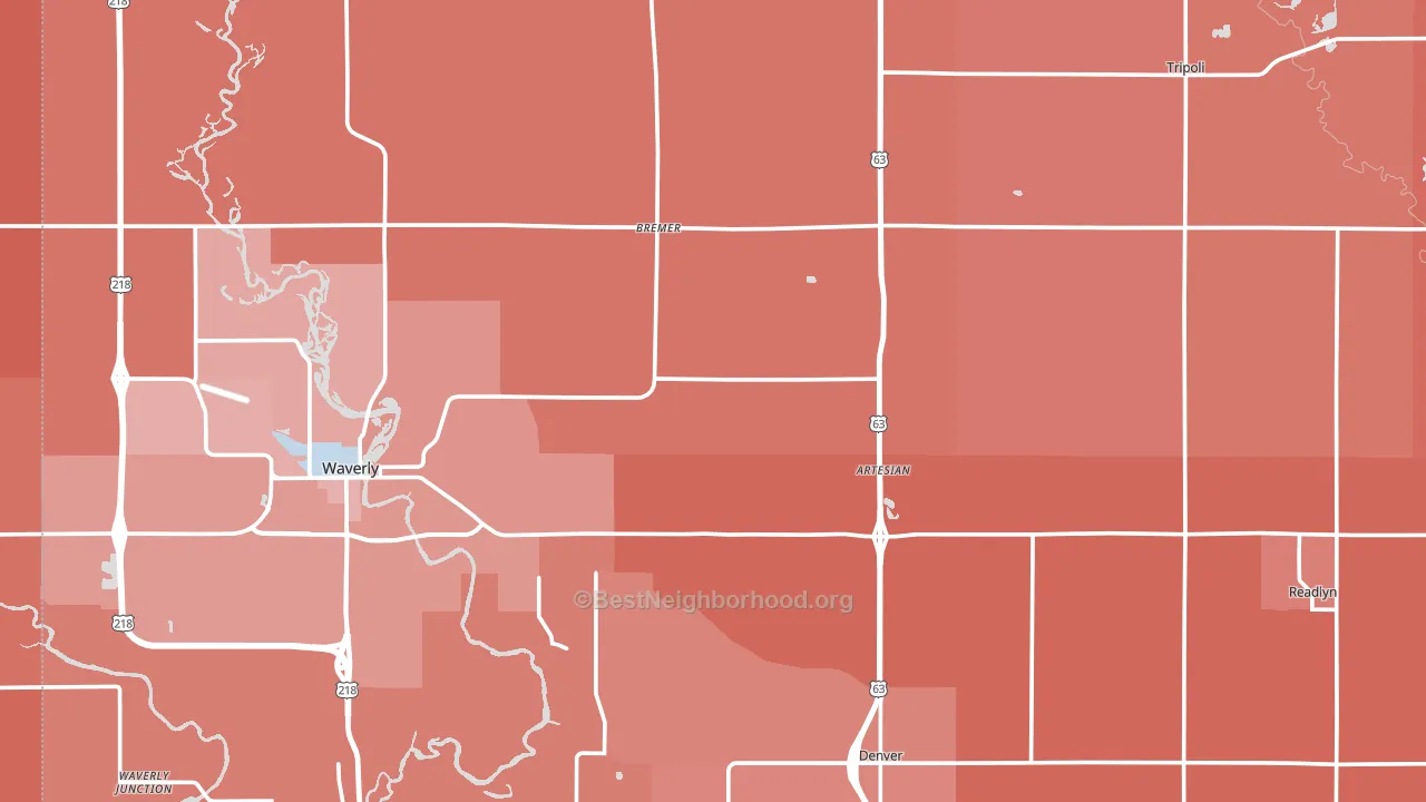 Bremer County, IA block-group political-lean map