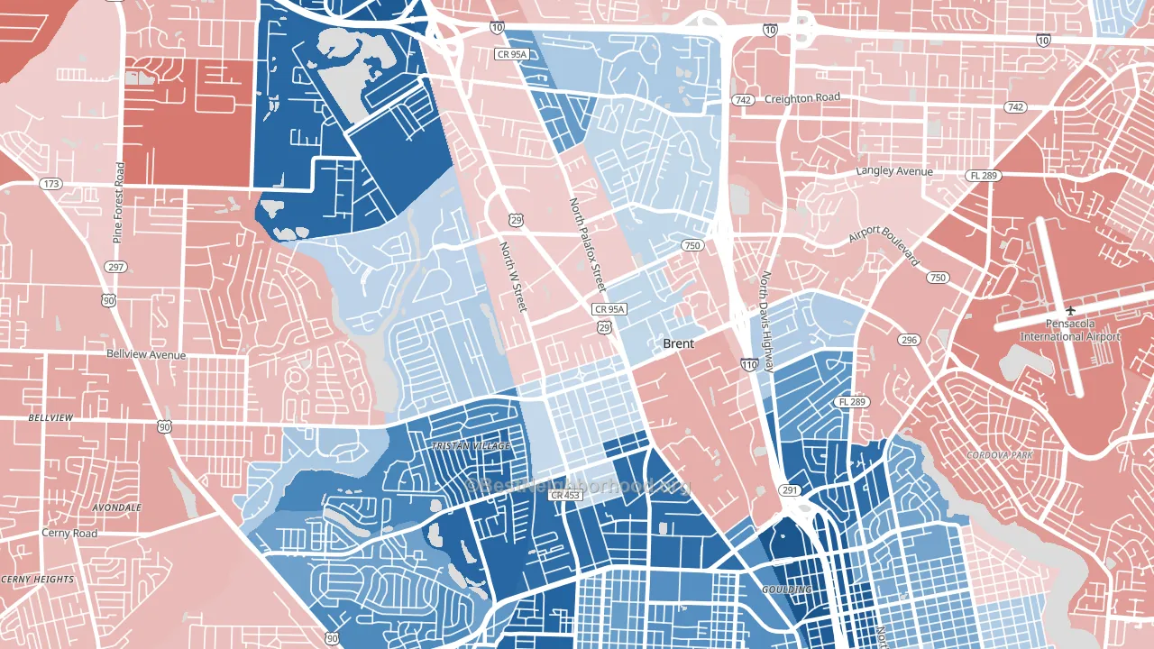 Brent, FL block-group political-lean map