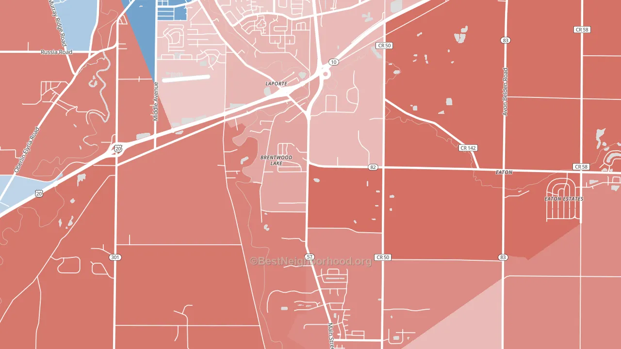 Brentwood Lake, OH block-group political-lean map