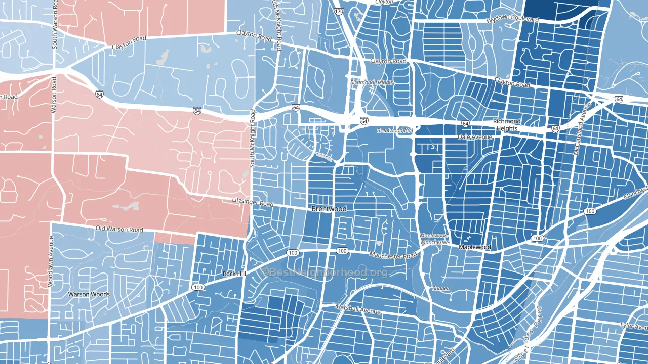 Brentwood, MO block-group political-lean map