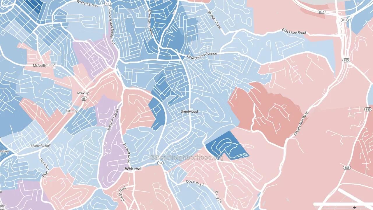 Brentwood, PA block-group political-lean map
