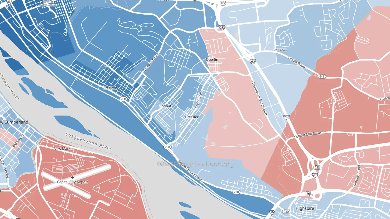 Bressler, PA block-group political-lean map