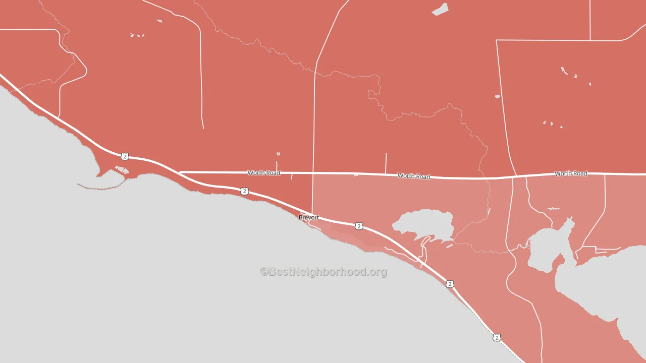Brevort, MI block-group political-lean map
