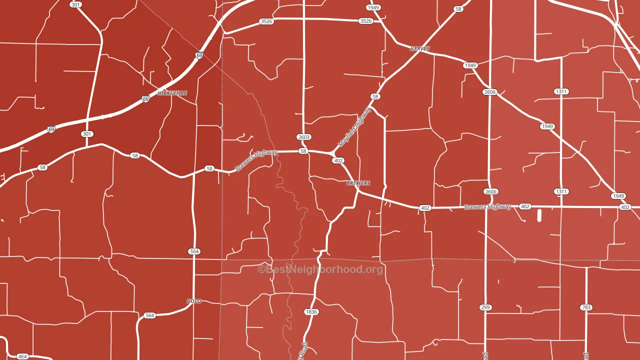 Brewers, KY block-group political-lean map
