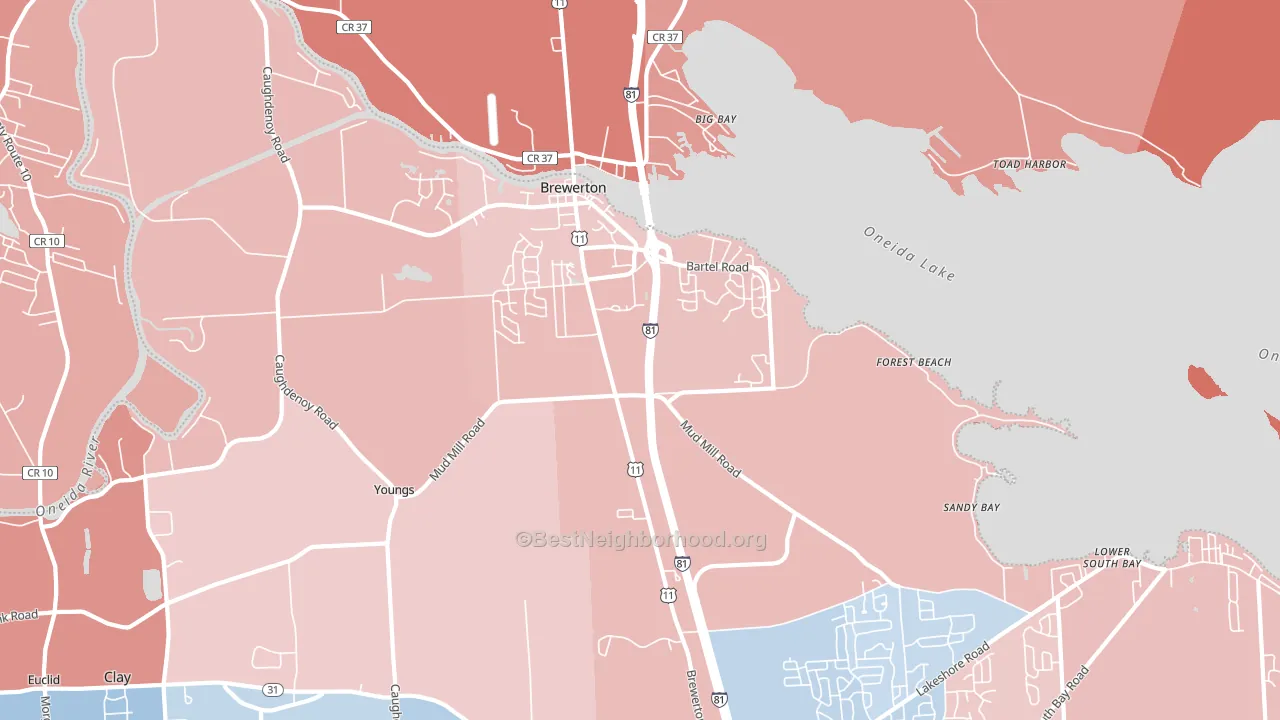 Brewerton, NY block-group political-lean map