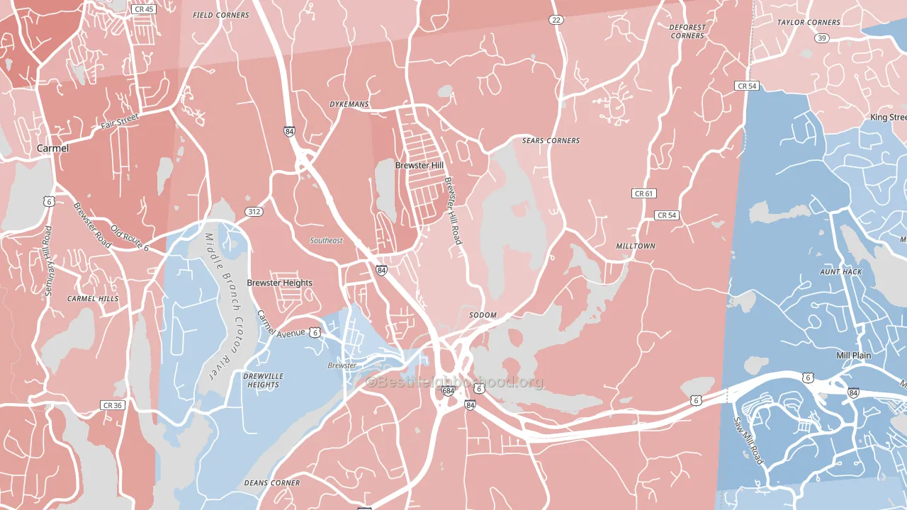 Brewster, NY block-group political-lean map