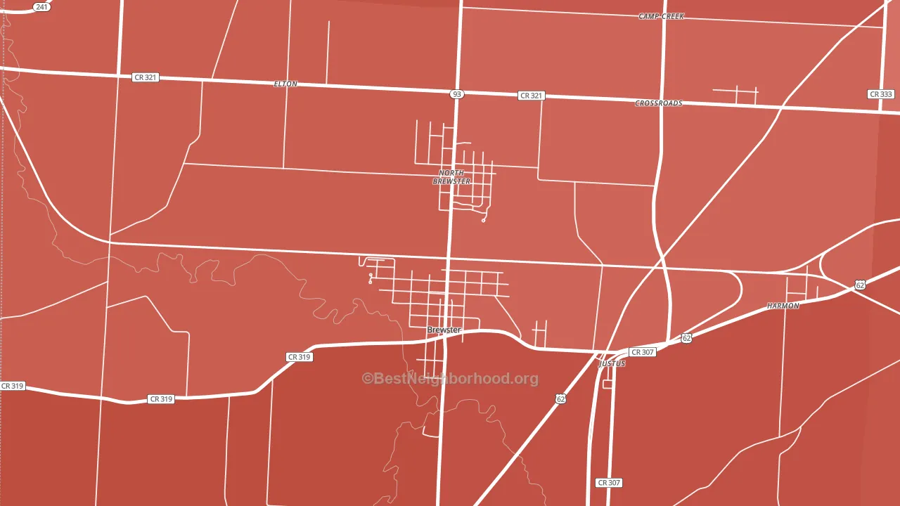 Brewster, OH block-group political-lean map