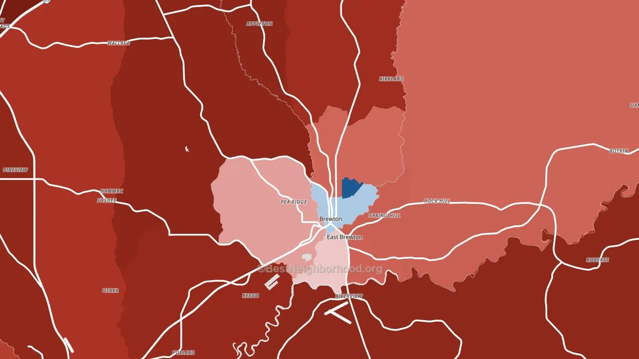 Brewton, AL block-group political-lean map