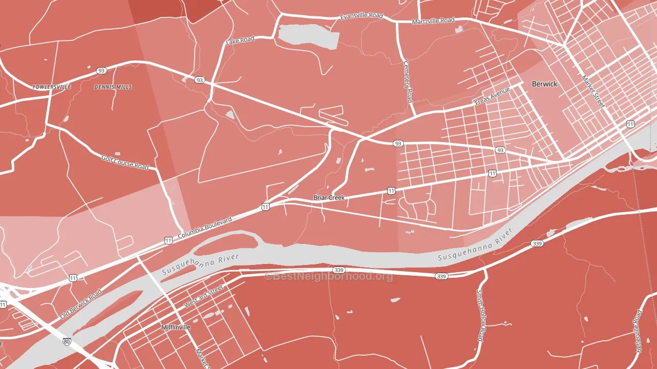 Briar Creek, PA block-group political-lean map