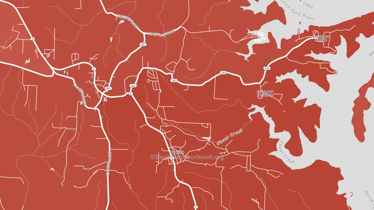Briarcliff, AR block-group political-lean map