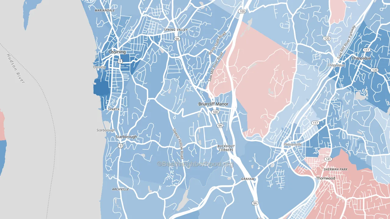 Briarcliff Manor, NY block-group political-lean map