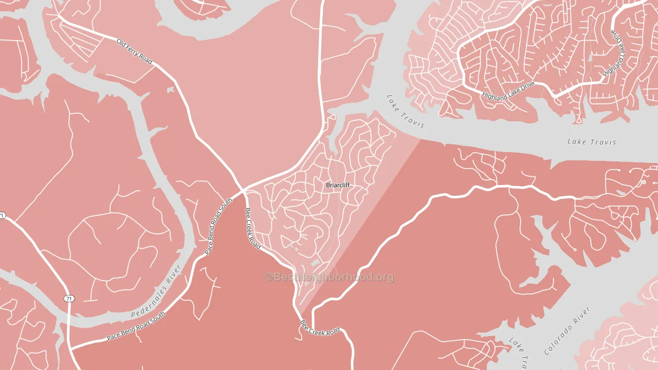 Briarcliff, TX block-group political-lean map
