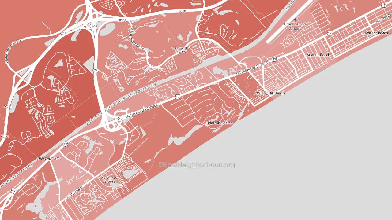 Briarcliffe Acres, SC block-group political-lean map