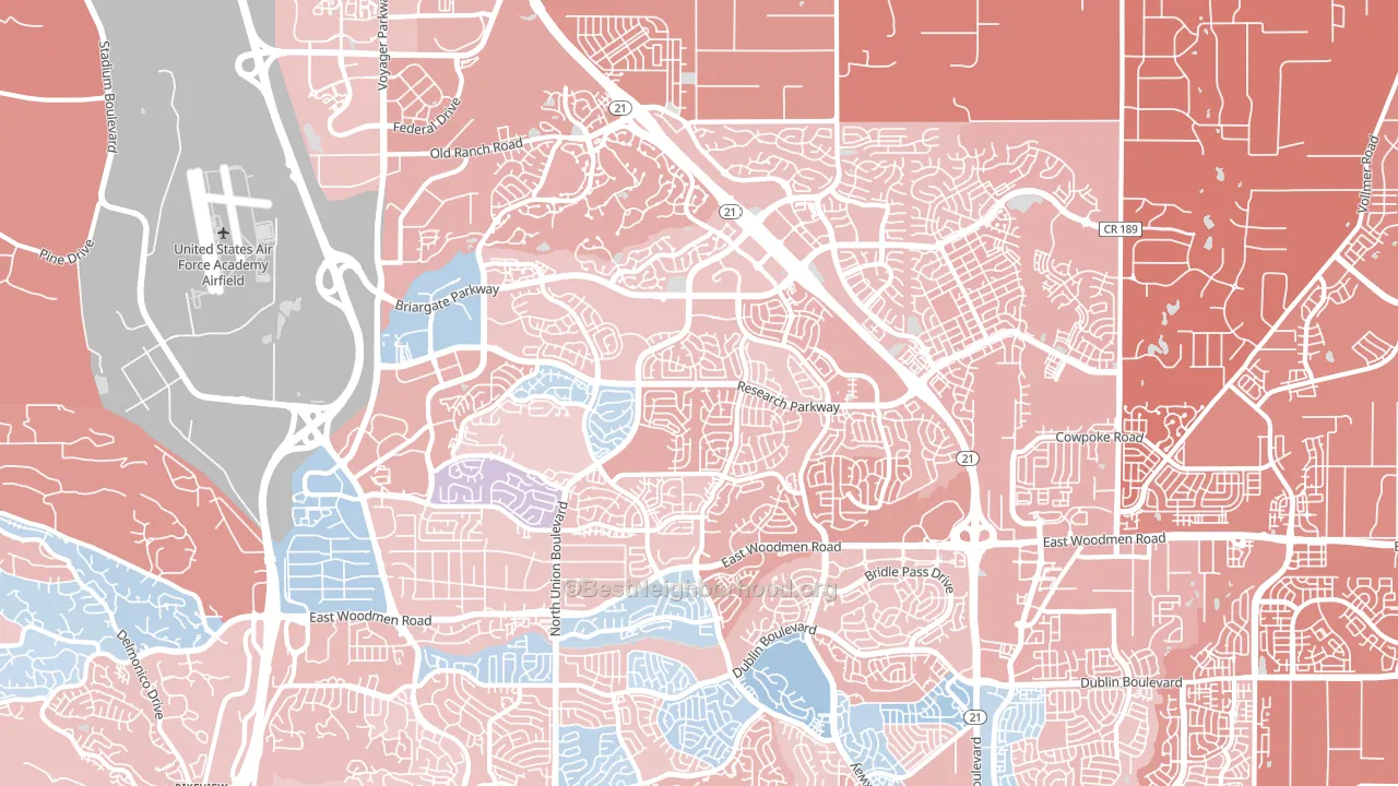 Briargate, Colorado Springs, CO block-group political-lean map