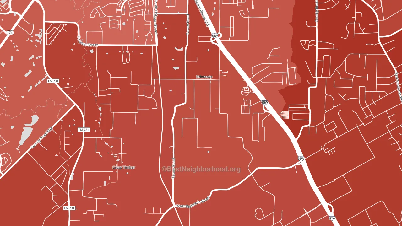 Briaroaks, TX block-group political-lean map