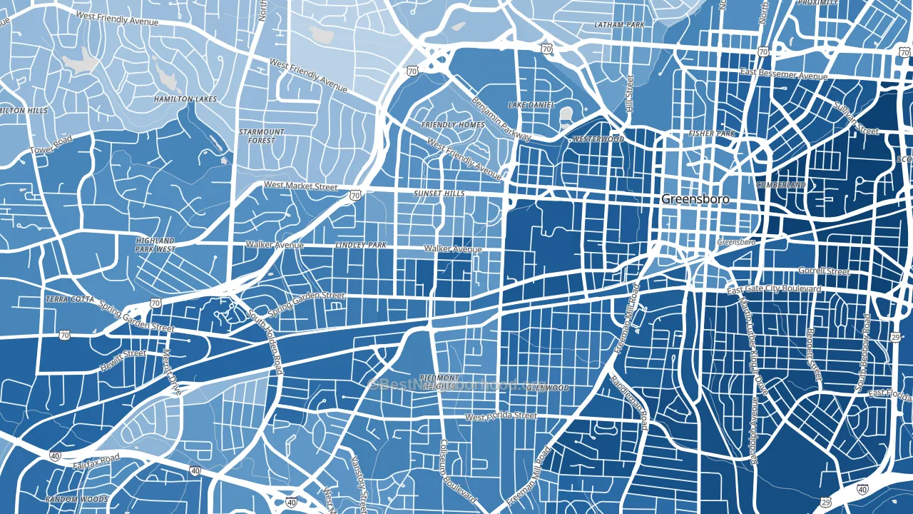 Brice Street Area, Greensboro, NC block-group political-lean map