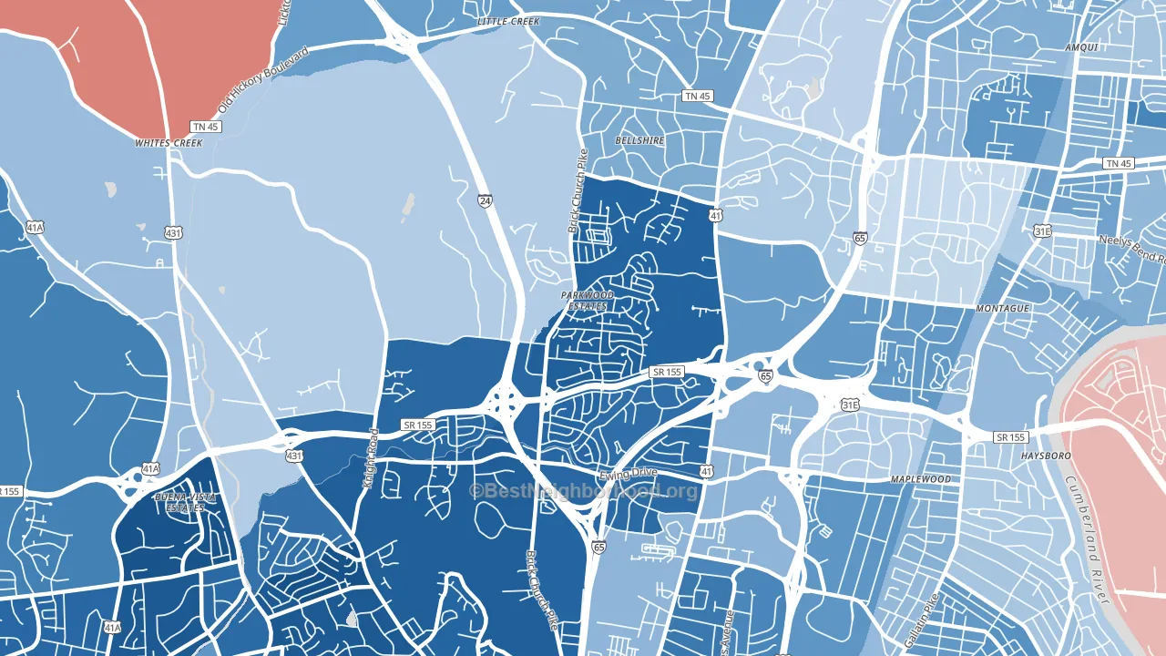 Brick Church Bellshire, Nashville, TN block-group political-lean map