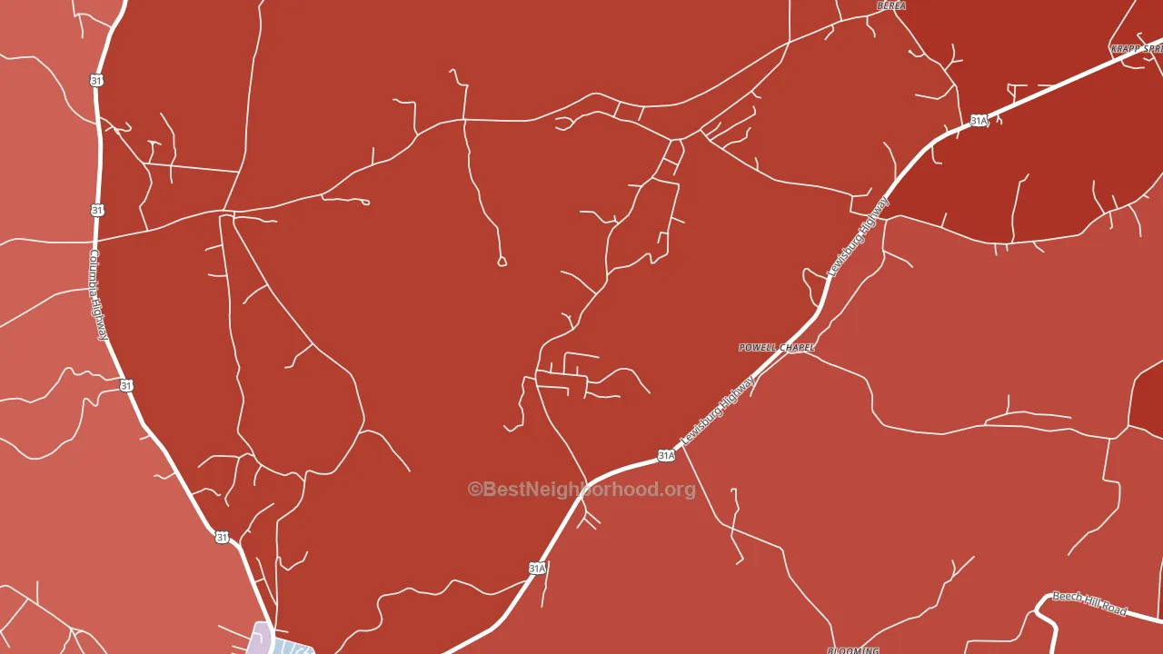 Brick Church, TN block-group political-lean map