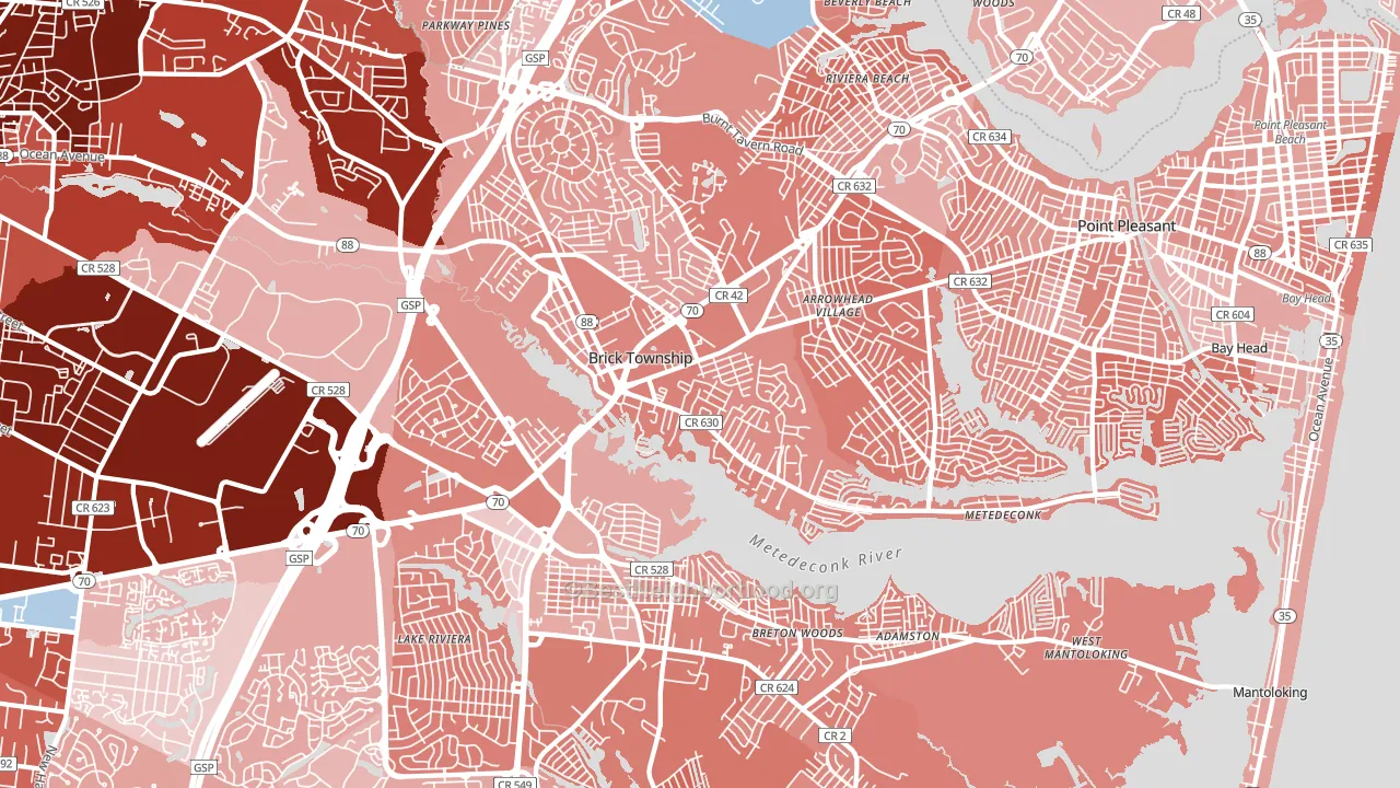 Brick, NJ block-group political-lean map