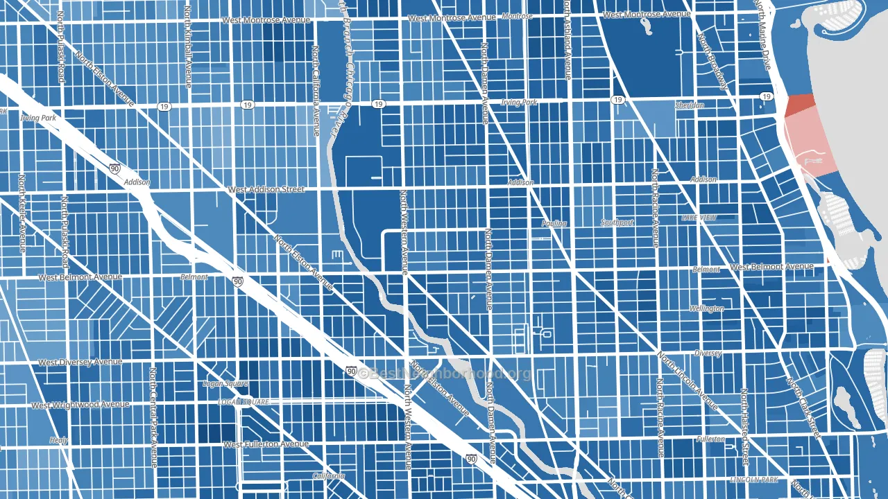 Bricktown, Chicago, IL block-group political-lean map