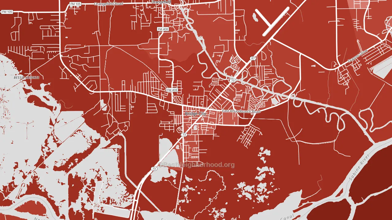 Bridge City, TX block-group political-lean map