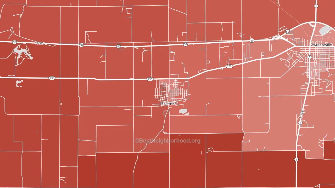 Bridgeport, IL block-group political-lean map