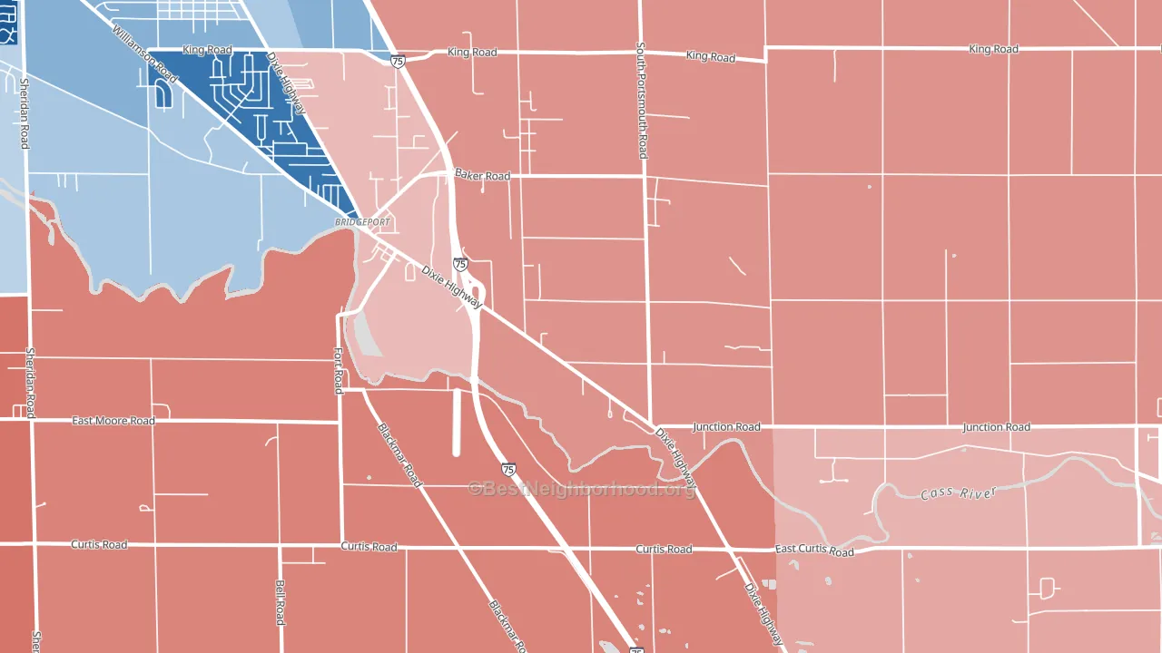 Bridgeport, MI block-group political-lean map