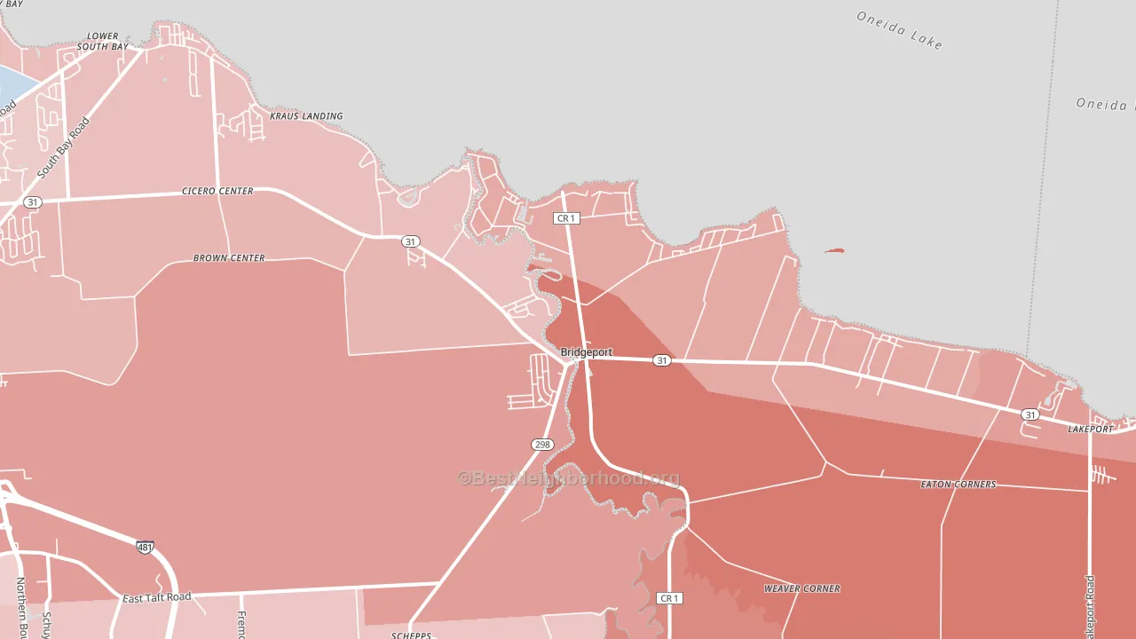 Bridgeport, NY block-group political-lean map