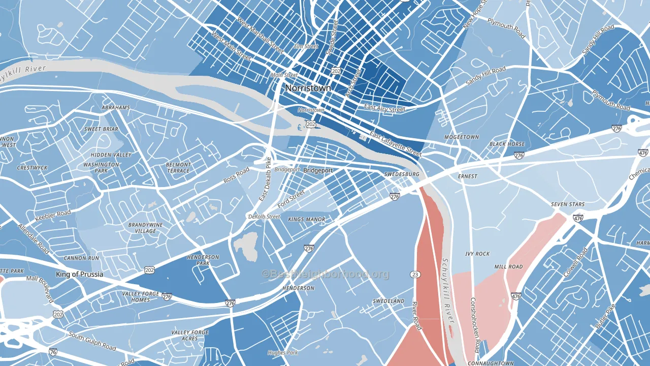 Bridgeport, PA block-group political-lean map