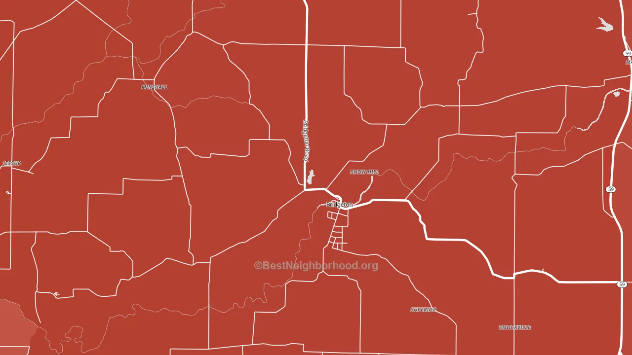 Bridgeton, IN block-group political-lean map