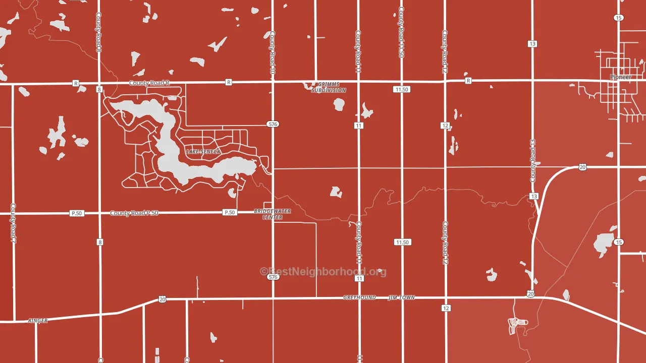 Bridgewater Center, OH block-group political-lean map