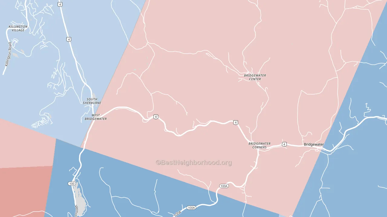 Bridgewater Corners, VT block-group political-lean map