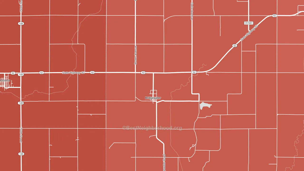 Bridgewater, IA block-group political-lean map