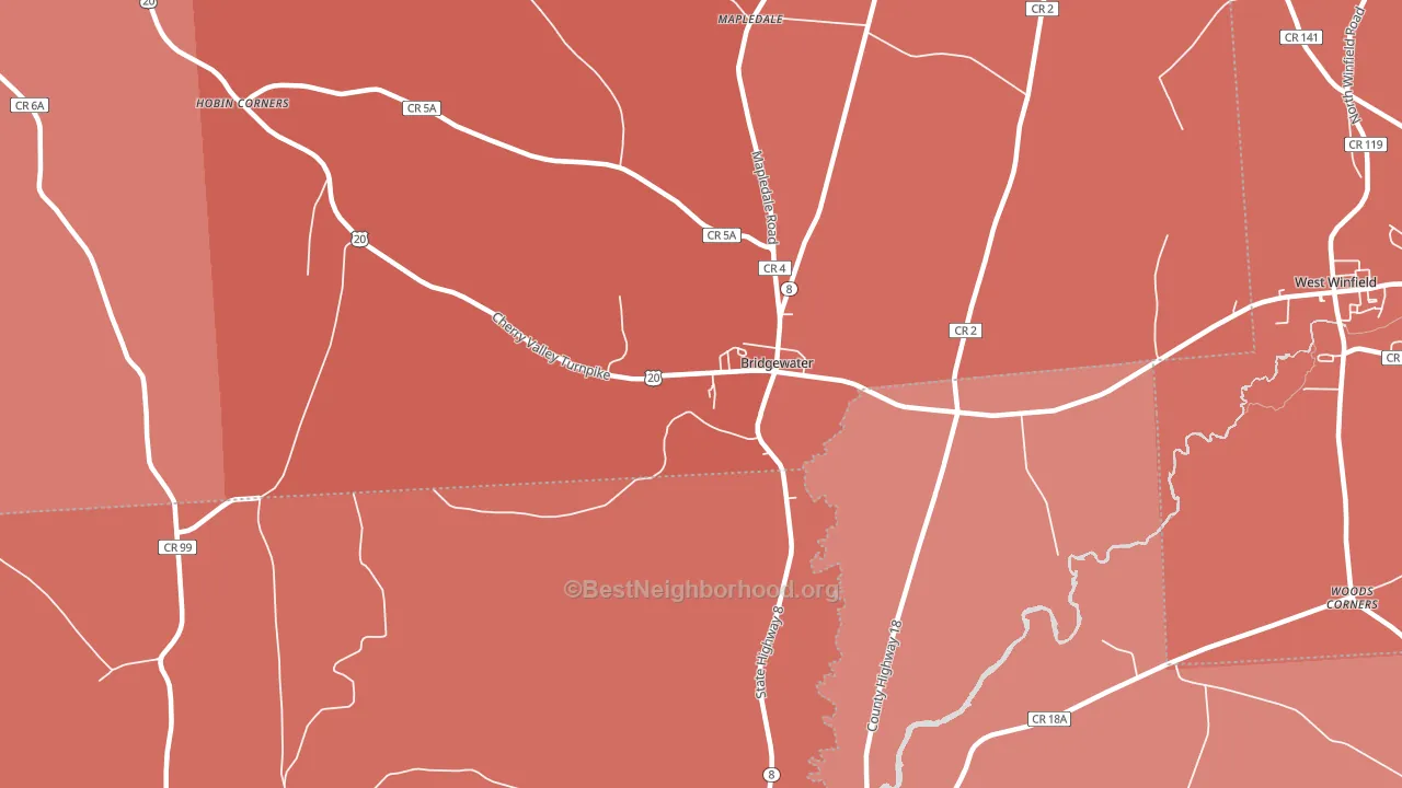 Bridgewater, NY block-group political-lean map