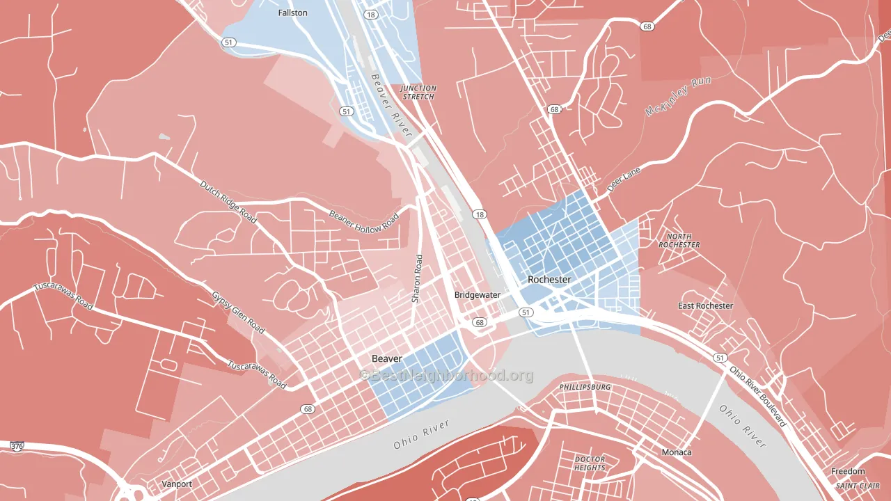 Bridgewater, PA block-group political-lean map