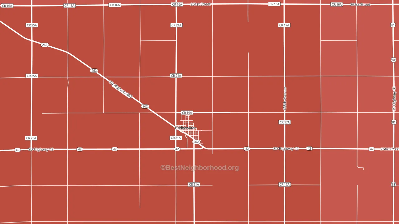 Bridgewater, SD block-group political-lean map