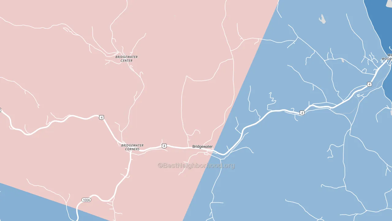 Bridgewater, VT block-group political-lean map