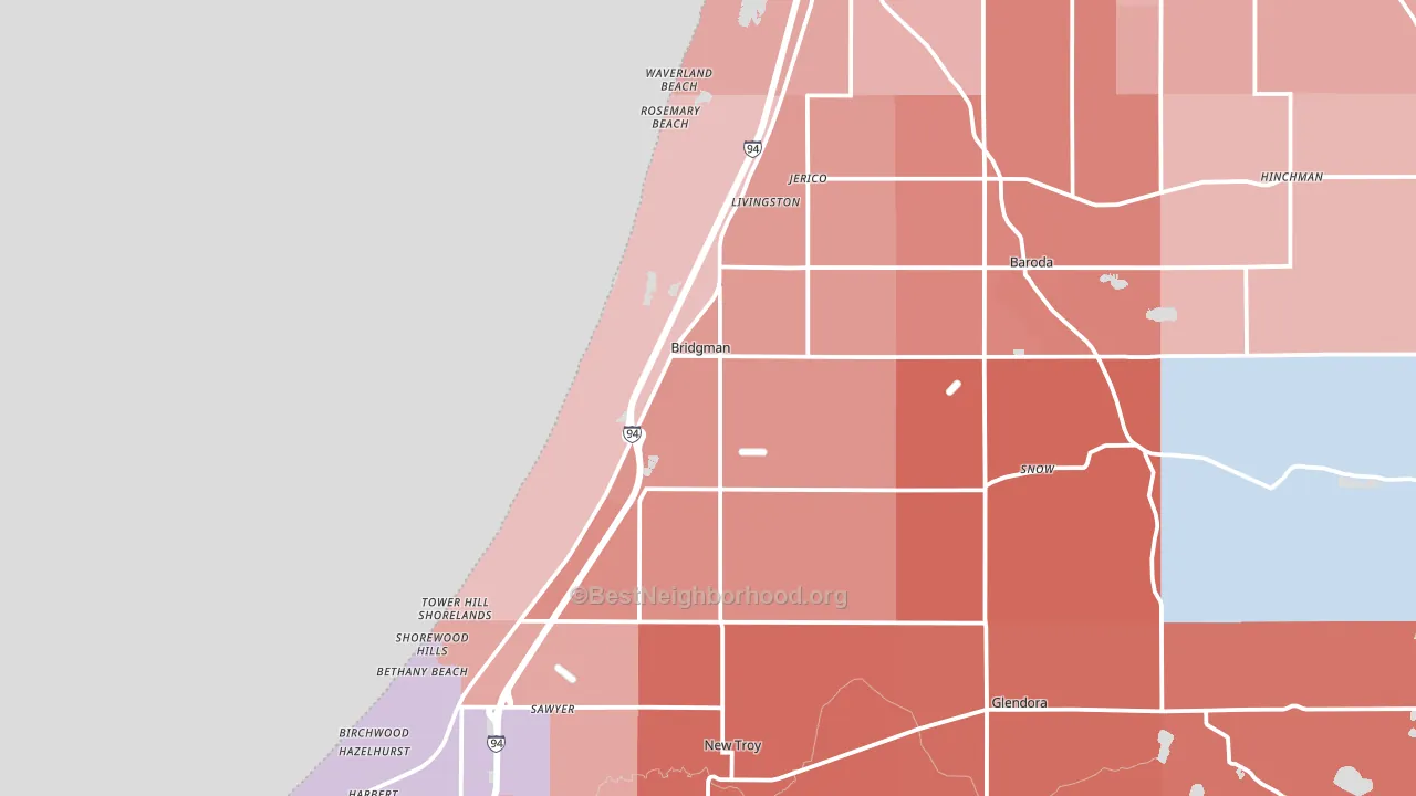 Bridgman, MI block-group political-lean map