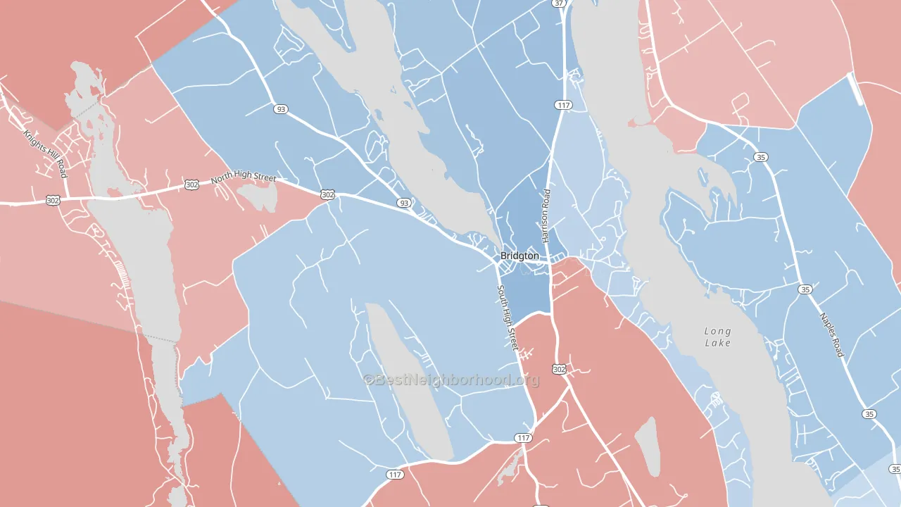 Bridgton, ME block-group political-lean map