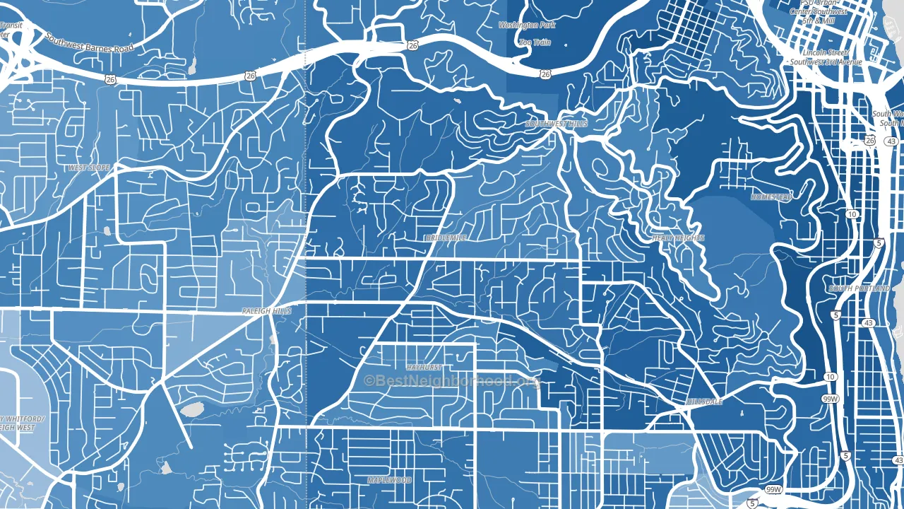 Bridlemile, Portland, OR block-group political-lean map