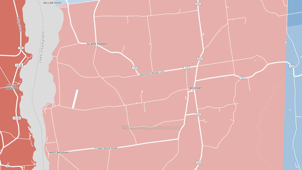Bridport, VT block-group political-lean map