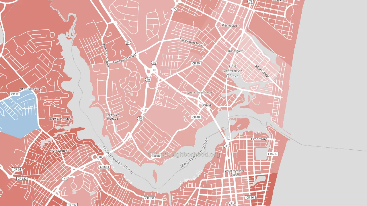 Brielle, NJ block-group political-lean map