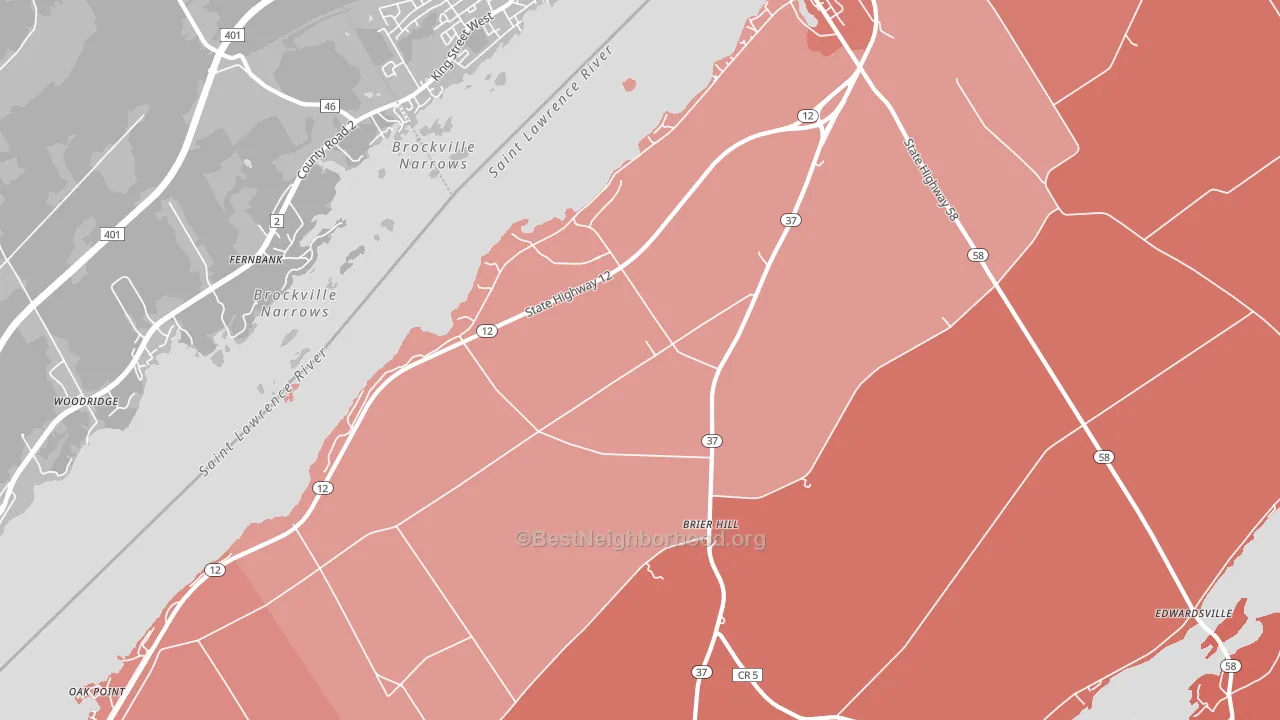 Brier Hill, NY block-group political-lean map